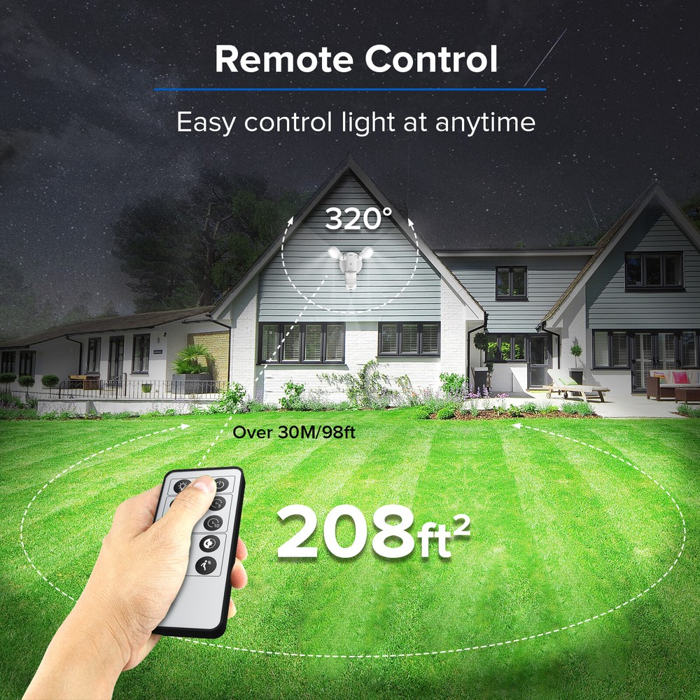 Floodlight 10,000LM LED Motion Sensor Outdoor Security W/Remote Control SANSI