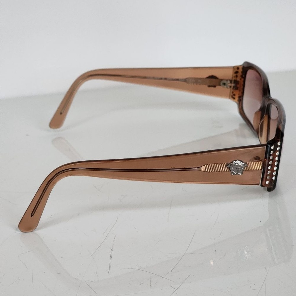 VERSACE Women's Brown Rectangle Tortoiseshell Sunglasses With Crystals