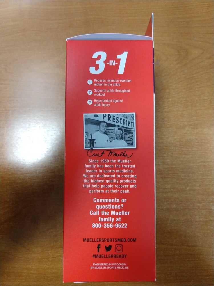 Mueller 4-Way Ankle Support W/ Removable Straps SM/MD, Moderate Support 10D