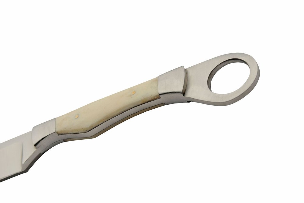 Straight Razor Rite Edge Fixed-Blade Full Tang White Bone Handle Leather Sheath
