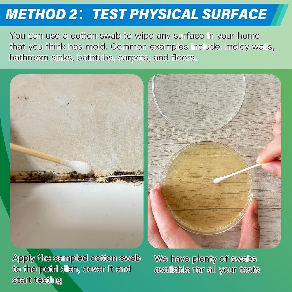 Indoor Mold Test Kit - 12 Tests for Air, HVAC, & Surfaces with Complete Guide