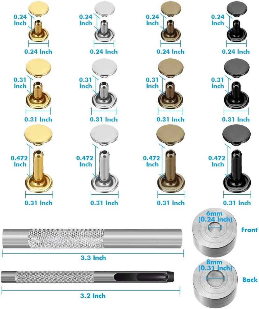 Versatile Leather Rivets Kit with 3 Setting Tools - Craftsmanship Essentials
