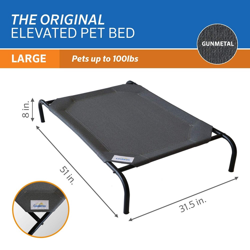 Coolaroo Original Elevated Dog Bed - Breathable Large, Gunmetal