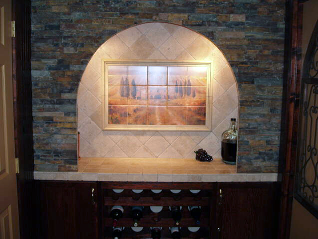 Art Vineyard Tumbled Marble Mural Backsplash Bath Tile #652