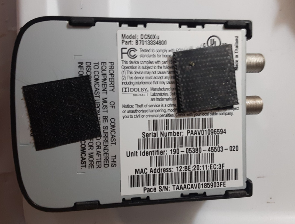 OEM Comcast DC50XU Digital Adapter Cable Box ONLY B7013334800, powers on
