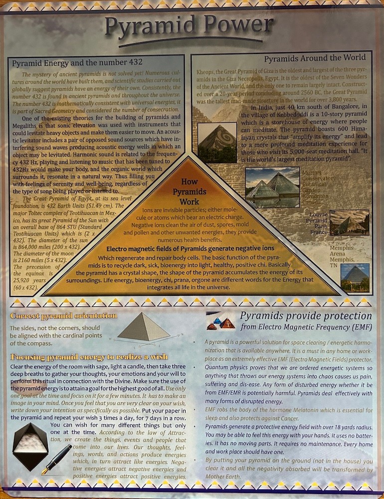 Pyramid Power 8.5" x 11" Laminated Double-Sided Chart!