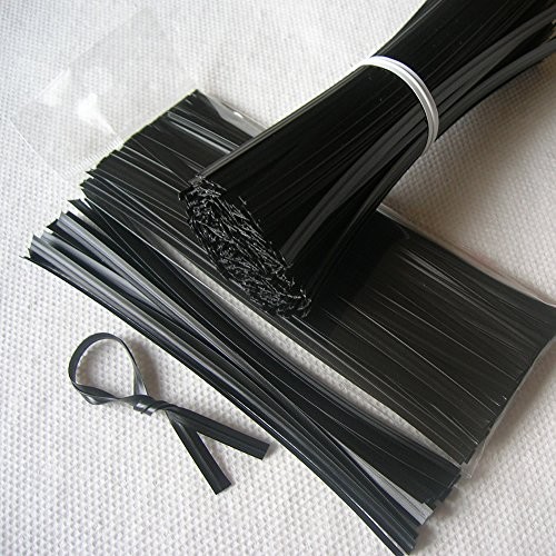 Weststone 100pcs 7" (18cm) Plastic Black Twist Ties - Flat