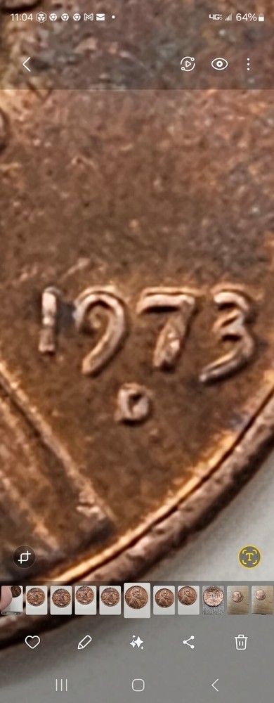 Rare 1973 D - Double Struck, & Struck Through Lincoln Cent