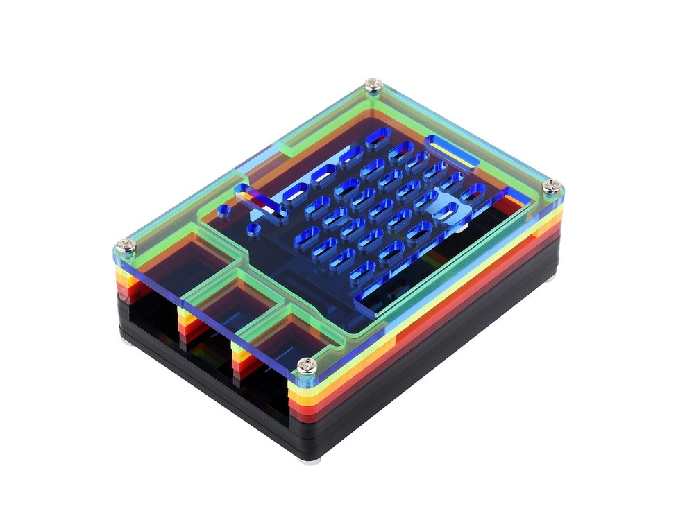 Waveshare Rainbow Acrylic Case For Raspberry Pi 5 Support Official Active Cooler