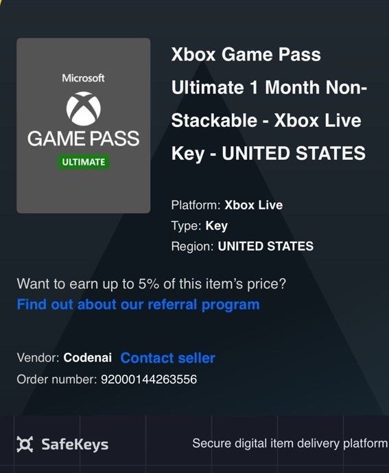 Xbox Game Pass Ultimate 1 Month Code (US) – Instant Delivery