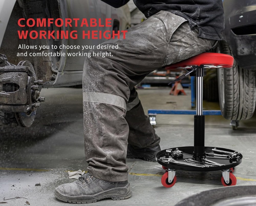 MaxWorks 80771 Pneumatic Roller Seat/Creeper with Adjustable Height - 300 lbs