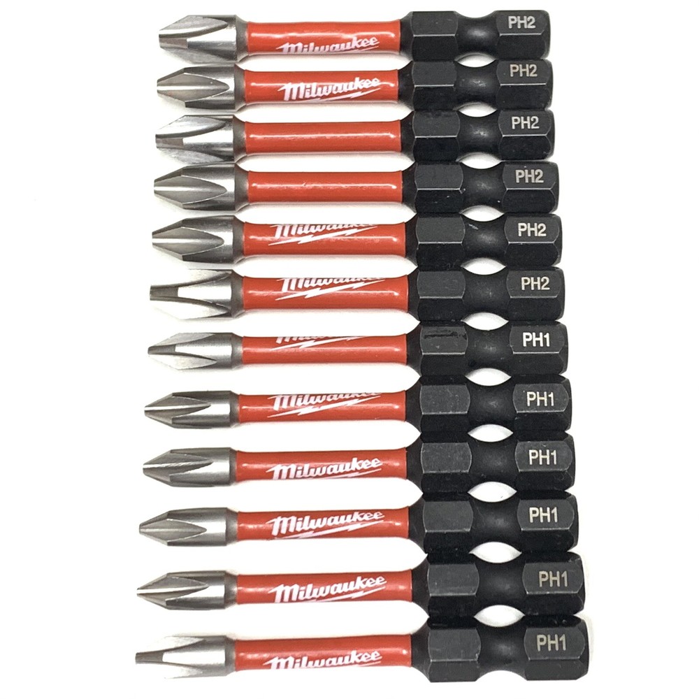 Phillips PH1 PH2 Milwaukee Shockwave Impact Duty 12 Bit Set Screw Driver Bits