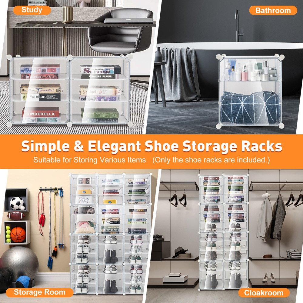 12-Tiers Shoe Rack Box Organizer Stackable Cabinet Storage For 36 Pairs Shoes