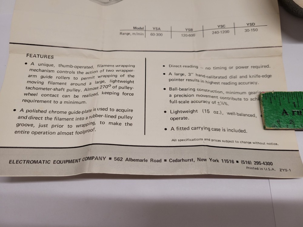 Check-Line Yarn Speed Indicator w/ Manual and Case WORKS