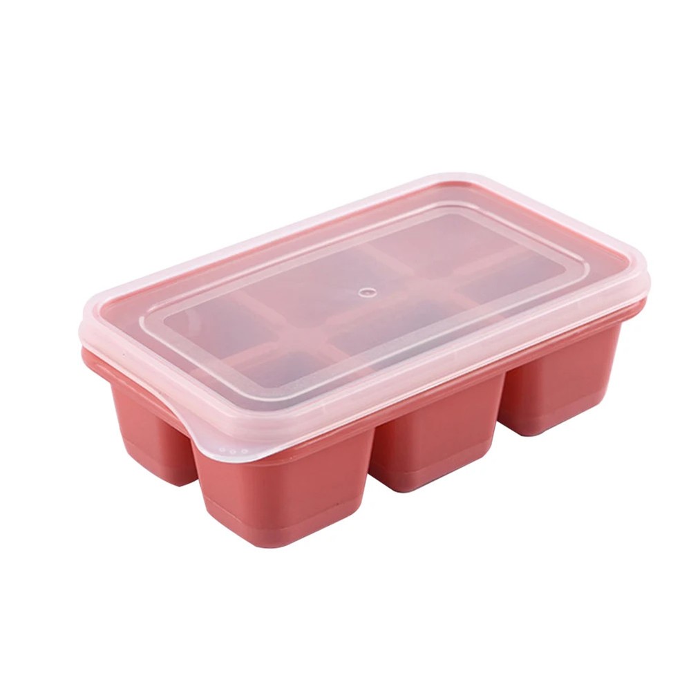 Soft Bottom Square Shape Ice Maker Silicone Ice Cube Mold with Lid Household DIY