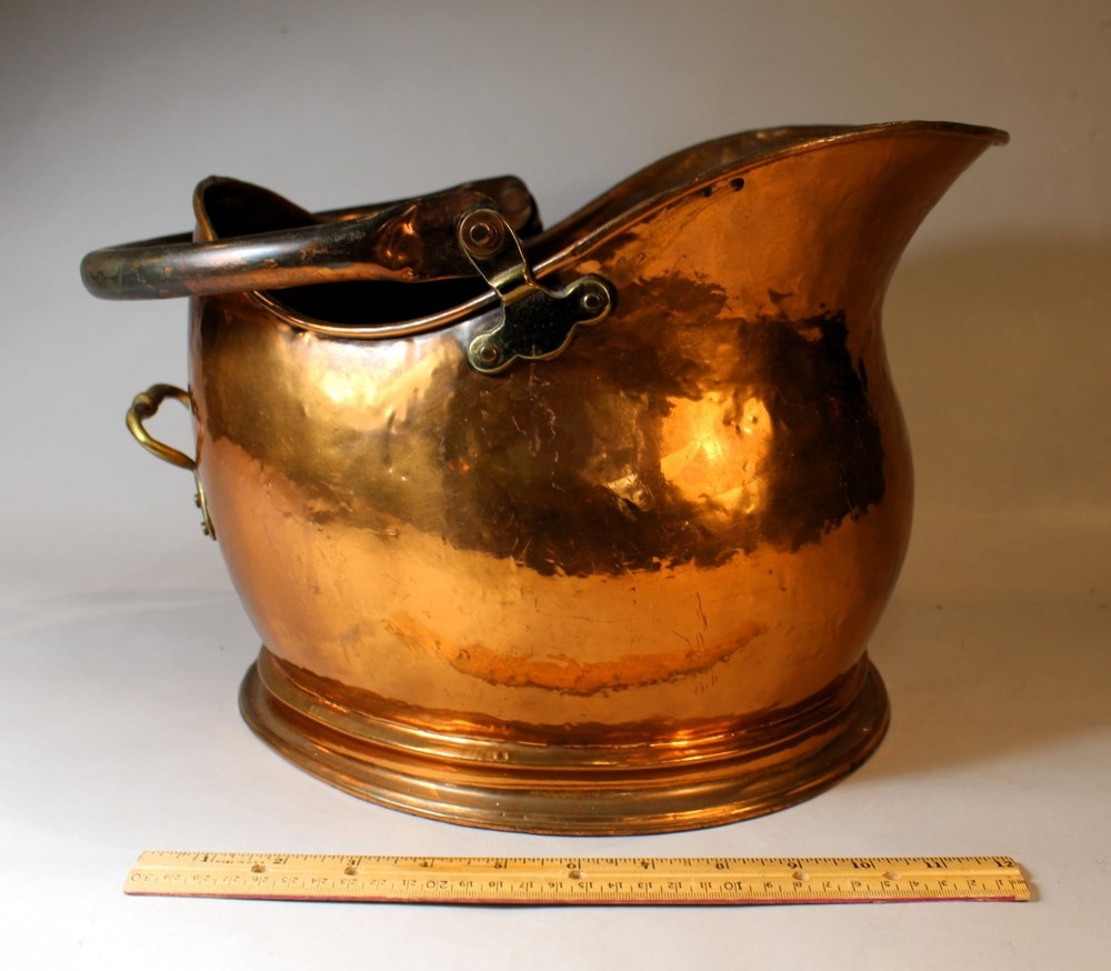 Mid Victorian Copper Helmet Shaped Coal Scuttle c.1860