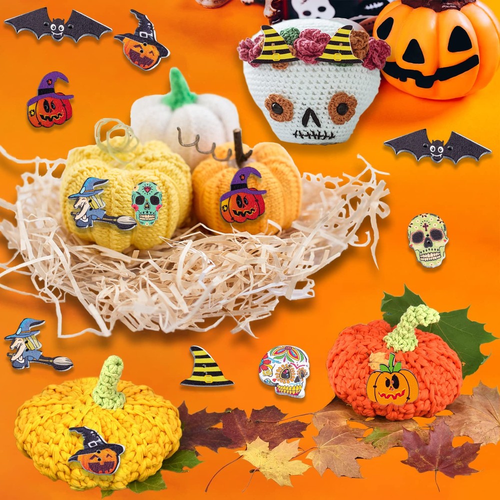 Halloween Buttons for Crafts - 200 Pcs Shape, Multicolor