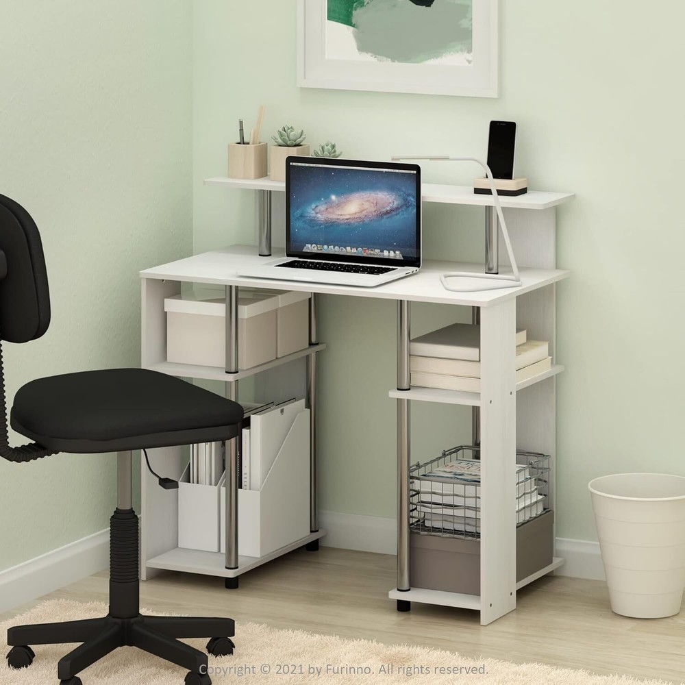 Simple Design Computer Writing Desk Sturdy Work Office Desks Table White Oak New