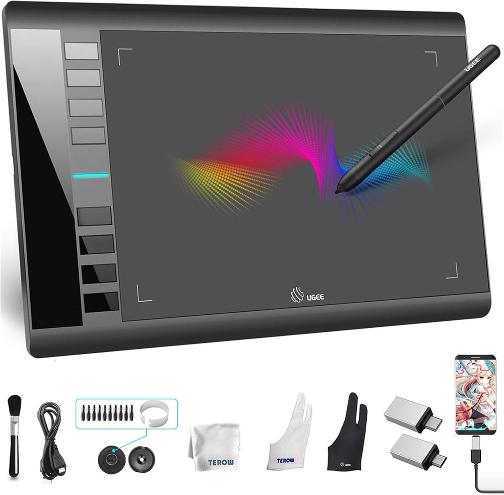 UGEE Graphics Drawing Tablet, M708 V2 Upgrade Support Android Phone 10x6 Inch...