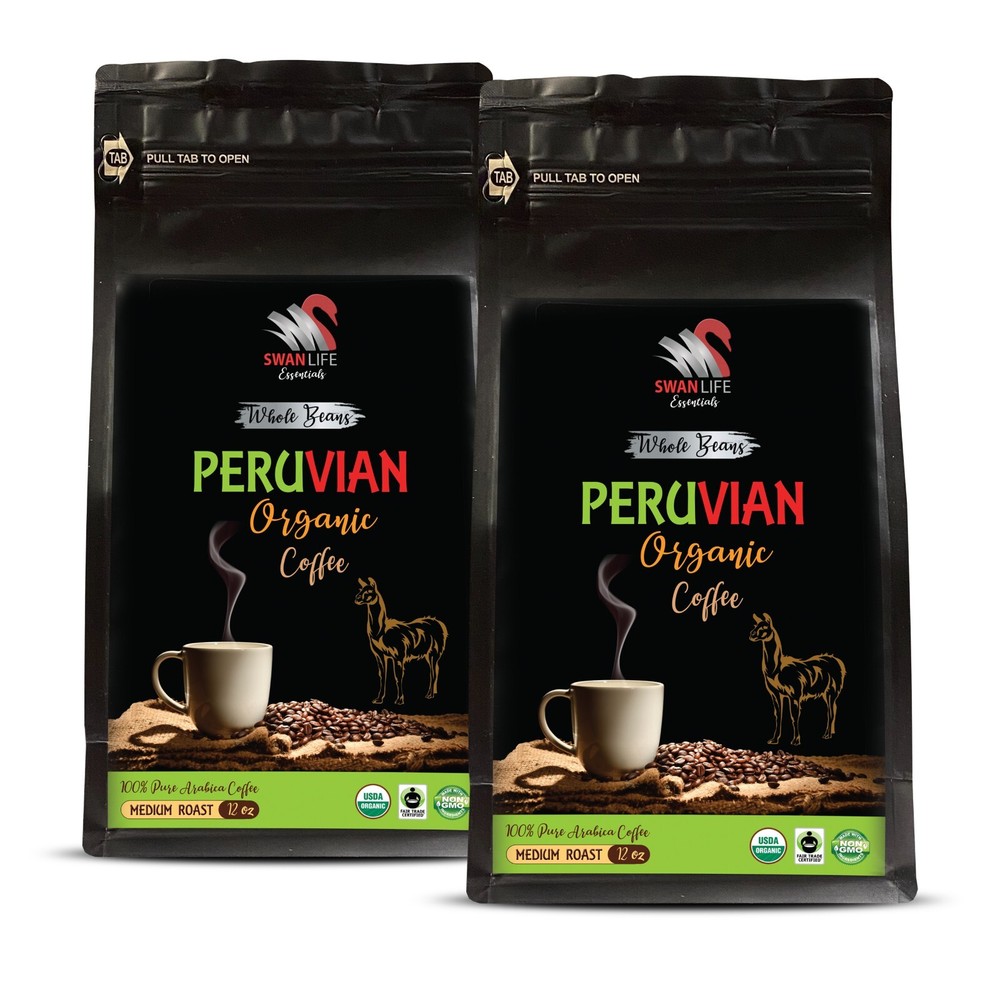 Smooth Peruvian Taste - PERUVIAN WHOLE BEANS ORGANIC COFFEE - Bold Artisan 2Pack