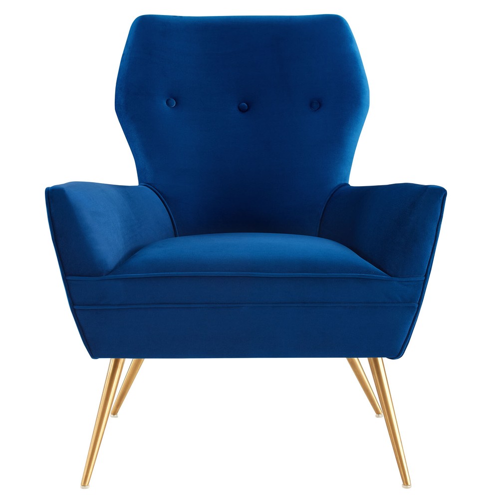 Modway Renata Button Tufted Performance Armchair in Navy