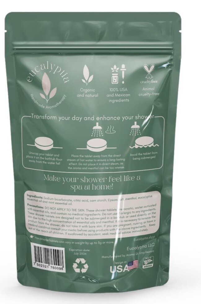 Mint Eucalyptus Shower Steamers – 10 Pack Aromatherapy Tablets for Relaxation