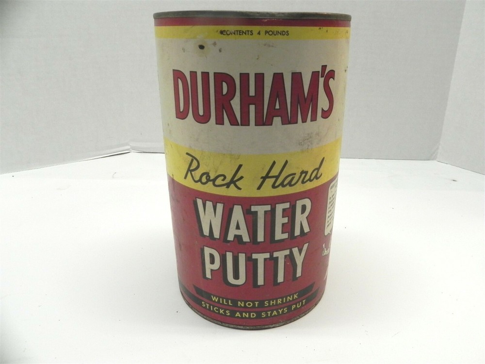 DURHAM'S ROCK HARD WATER PUTTY 4 POUND CAN EMPTY NO LID