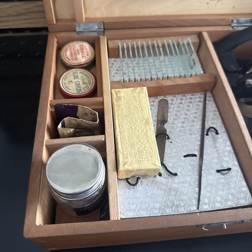 Vintage Microscope Set With Box And Slides