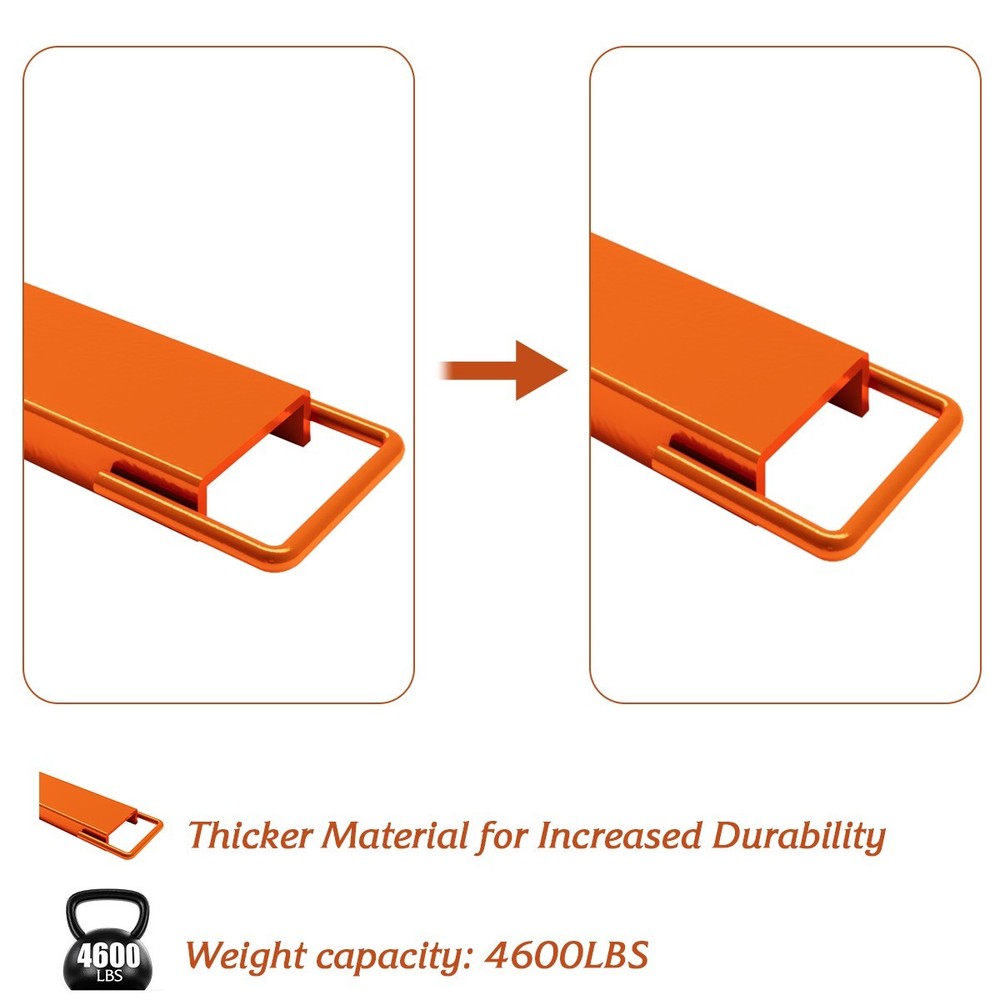 96"Fork Extensions, 4.5'' Width Pallet Fork, 1 Pair Heavy Duty Steel, Orange