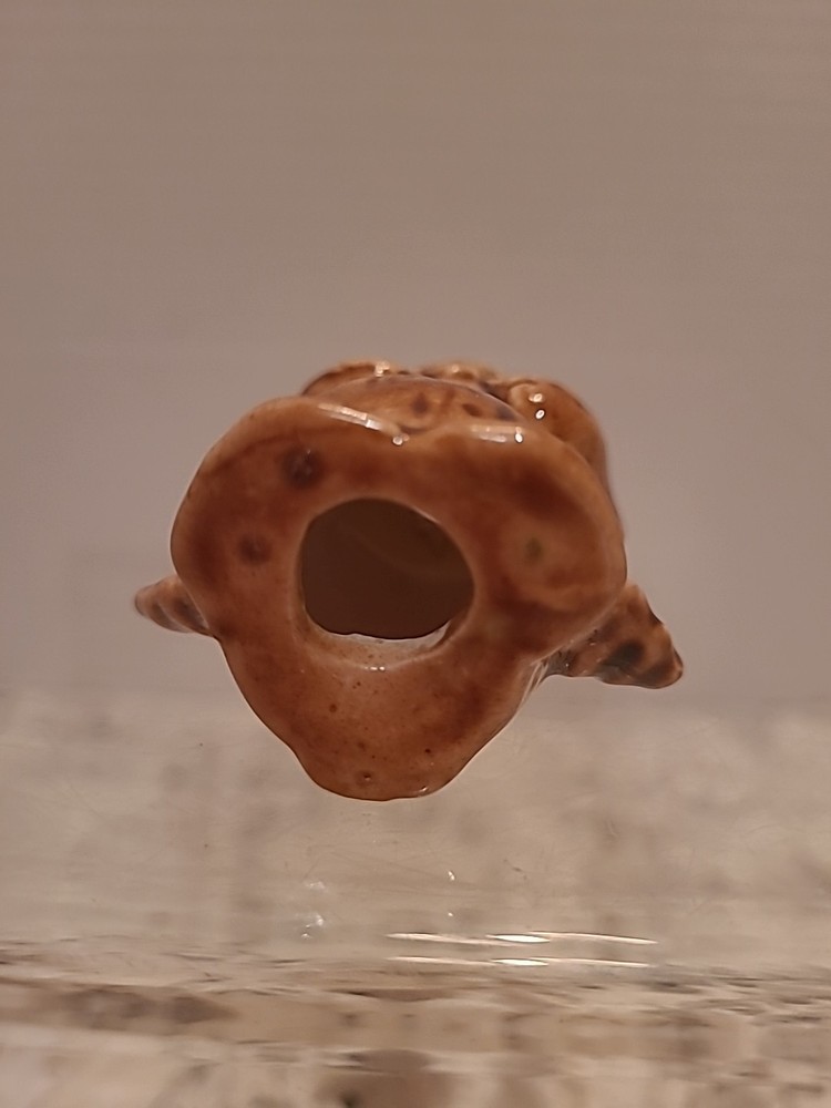 Vintage Macrame Owl Bead Accessory Ceramic Brown