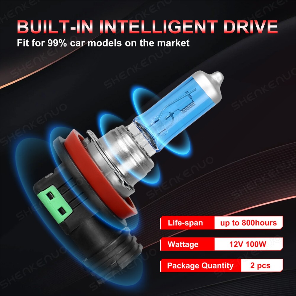 H11 White Low Beam Headlight LED Light Bulbs For 2009-2013