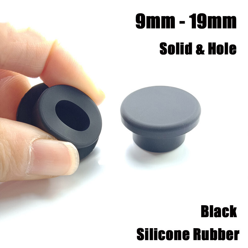 Silicone Rubber Round Plug Blanking End Cap Stopper Pipe Seal Black Solid/Hole