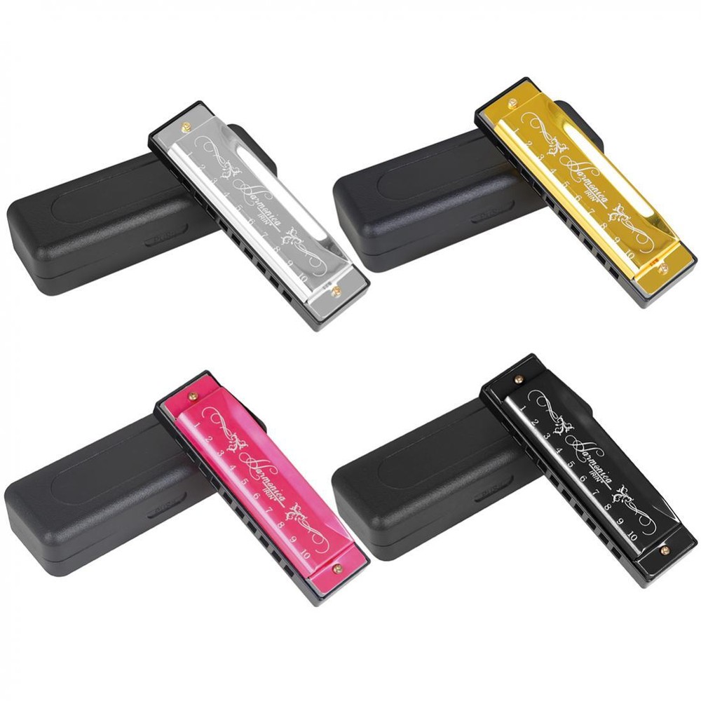 New 10Hole Blues Harmonica C Key Professional Protable ❤ Party Gift US