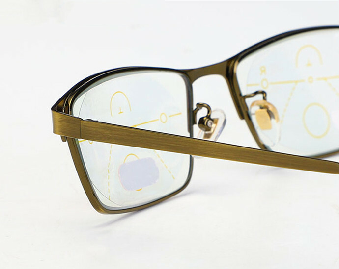 Progressive Multifocal Golden Reading glasses Dula-use Men photochromic Reader
