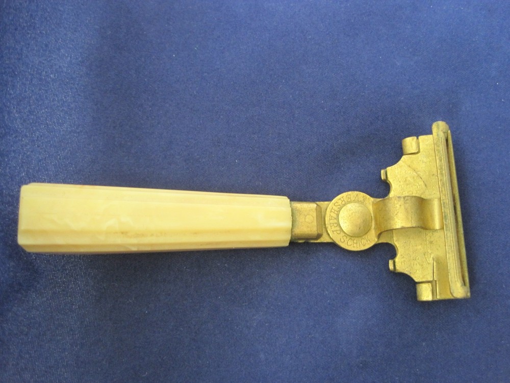 Razor Eversharp Shick Gold Tone Plastic Handle 3.5" Vintage
