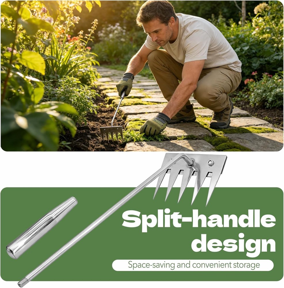 Weed Puller Tool, 2026 Portable Manual Weeding Tools Gardening, 5 Teeth Head ...