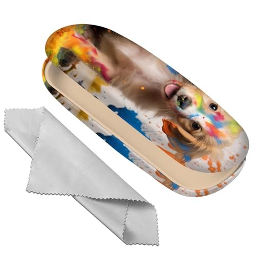 Deokke Glasses Case Hard Shell Eyeglass Protective Case Eyeglasses L5-dog