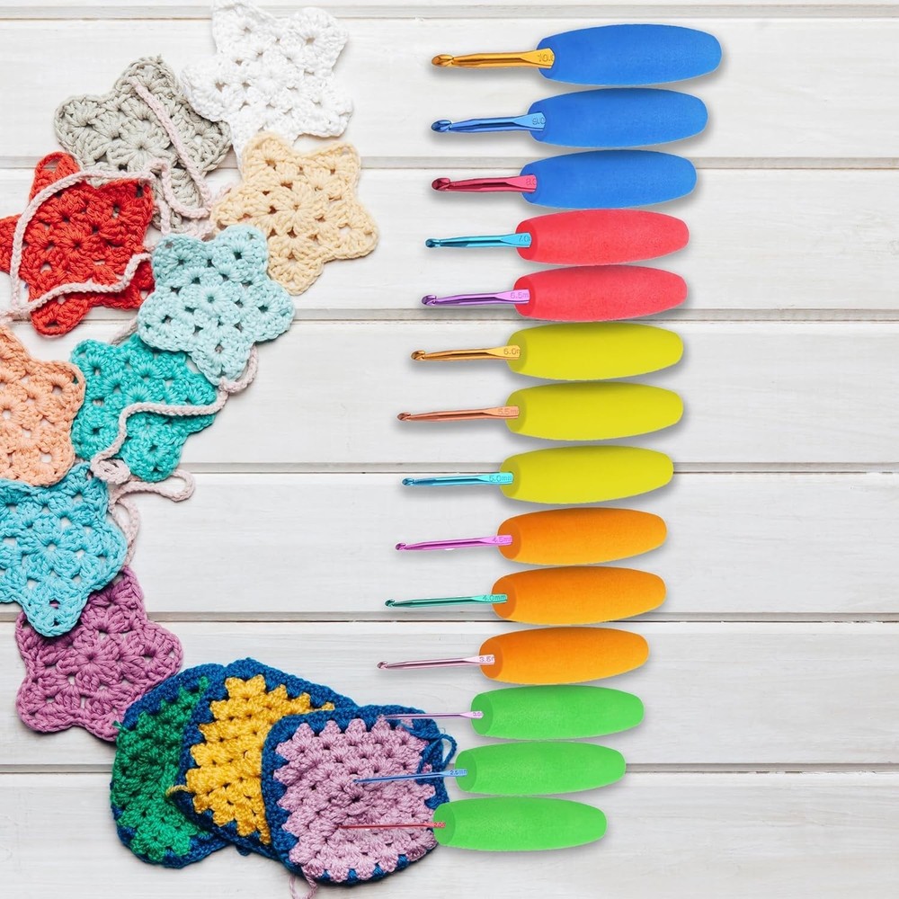 5PCS Crochet Hook Grips Set Ergonomic Crochet Hook Handle Multi-Size