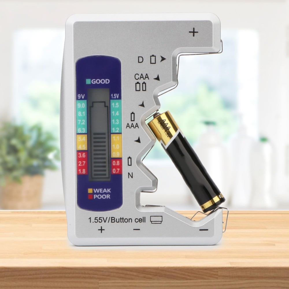 Digital Battery Tester for AA, AAA, C, D, 9V, and Button Cell Batteries