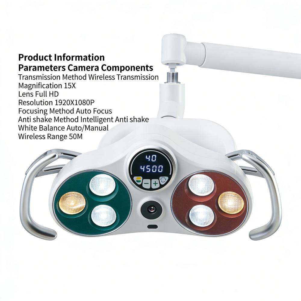Ceiling-Mounted Dental LED Operation Light Sensor Lamp w/ Camera Video Recording