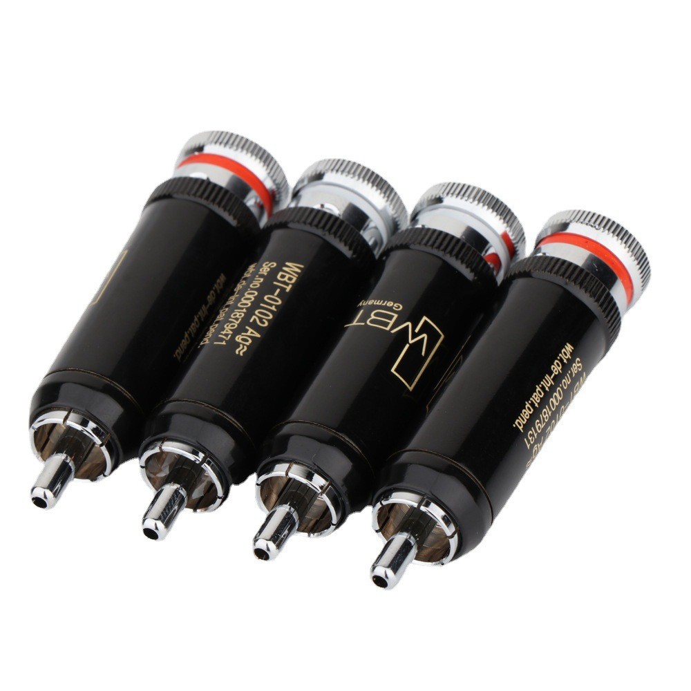 4Pcs Rhodium Plated WBT-0102 RCA Plug Terminal Socket Audio Interconnect Cable
