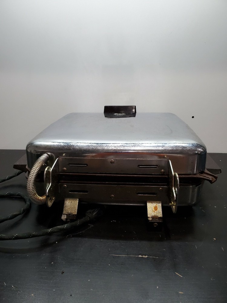 Vintage Toastmaster 259 Chrome Waffle Maker Griddle Combo