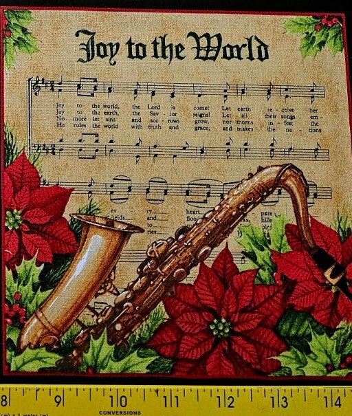 Elizabeth Studio - Musical Christmas With Instruments🎷 🎻Quilting Fabric Panel