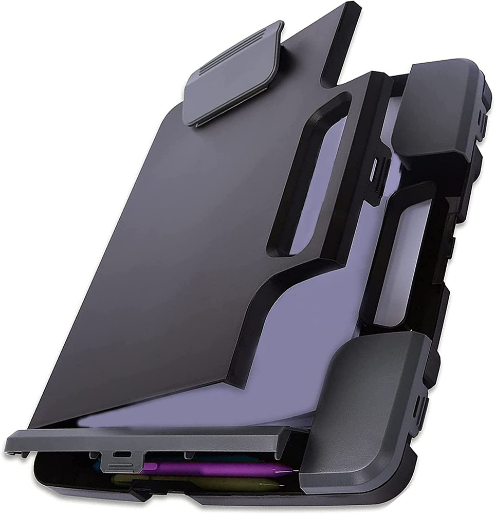Portable Clipboard Folder with Storage, Plastic Storage Case with Side-Opening,