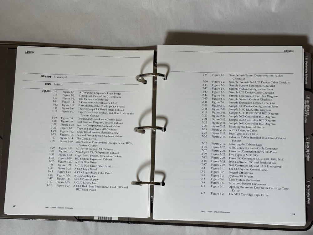 Tandem Computers NonStop CLX Local Operations Manual c. 1986 Binder System