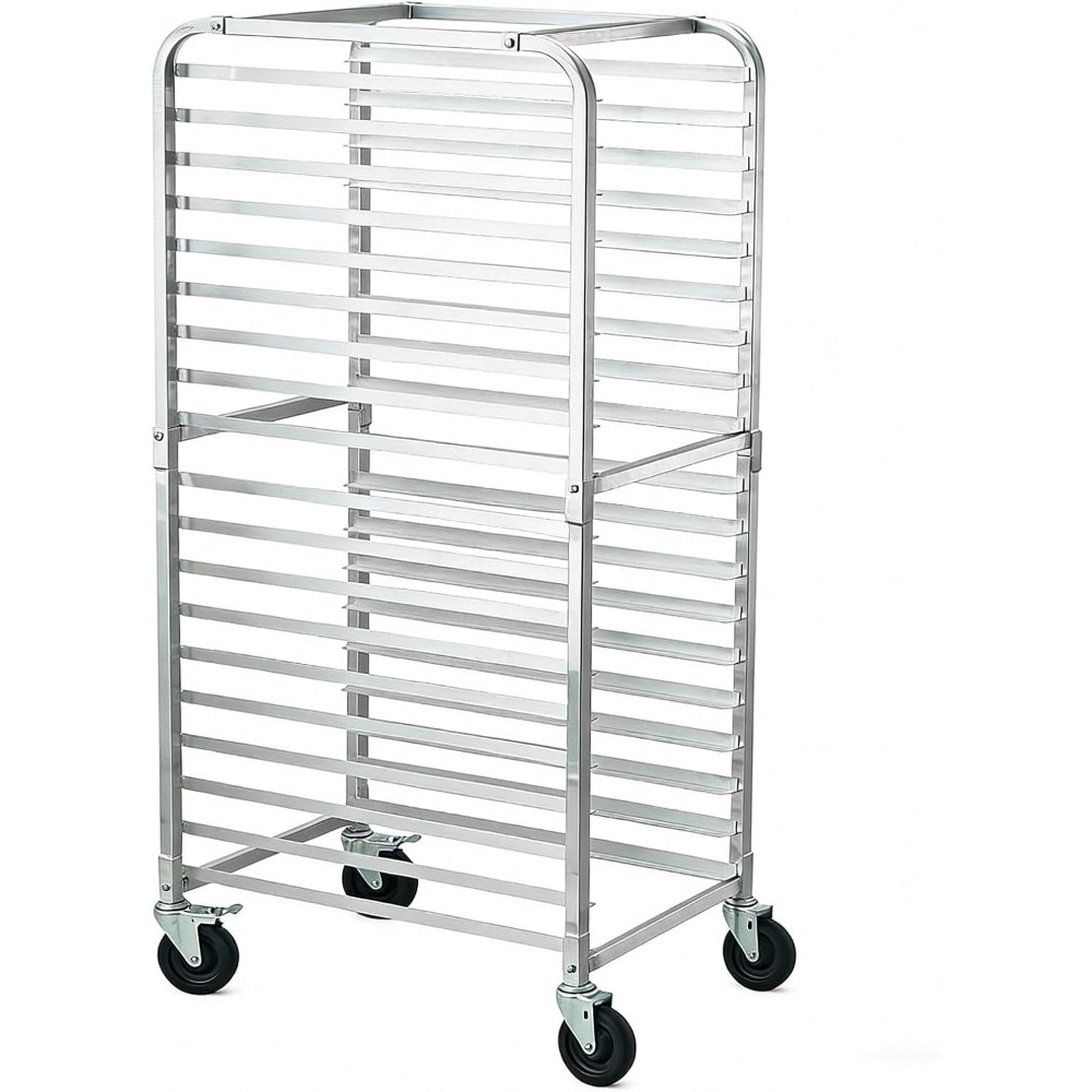 Aluminum Bun Rack on Locking Wheel - Mobile Cooling Trolley for Kitchen & Bakery