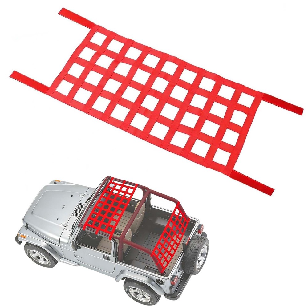 "Jeep Hammock & Cargo Net, Fits 19872024 Wrangler & Gladiator, HighVisibility