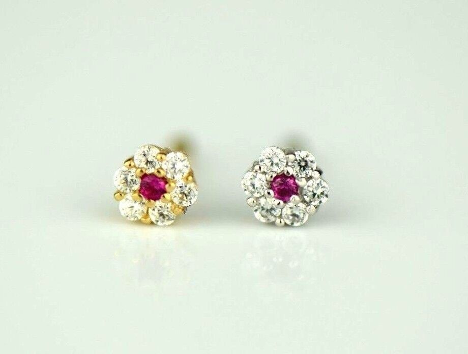 14k Yellow or White Gold Flower Nose Piercing Stud