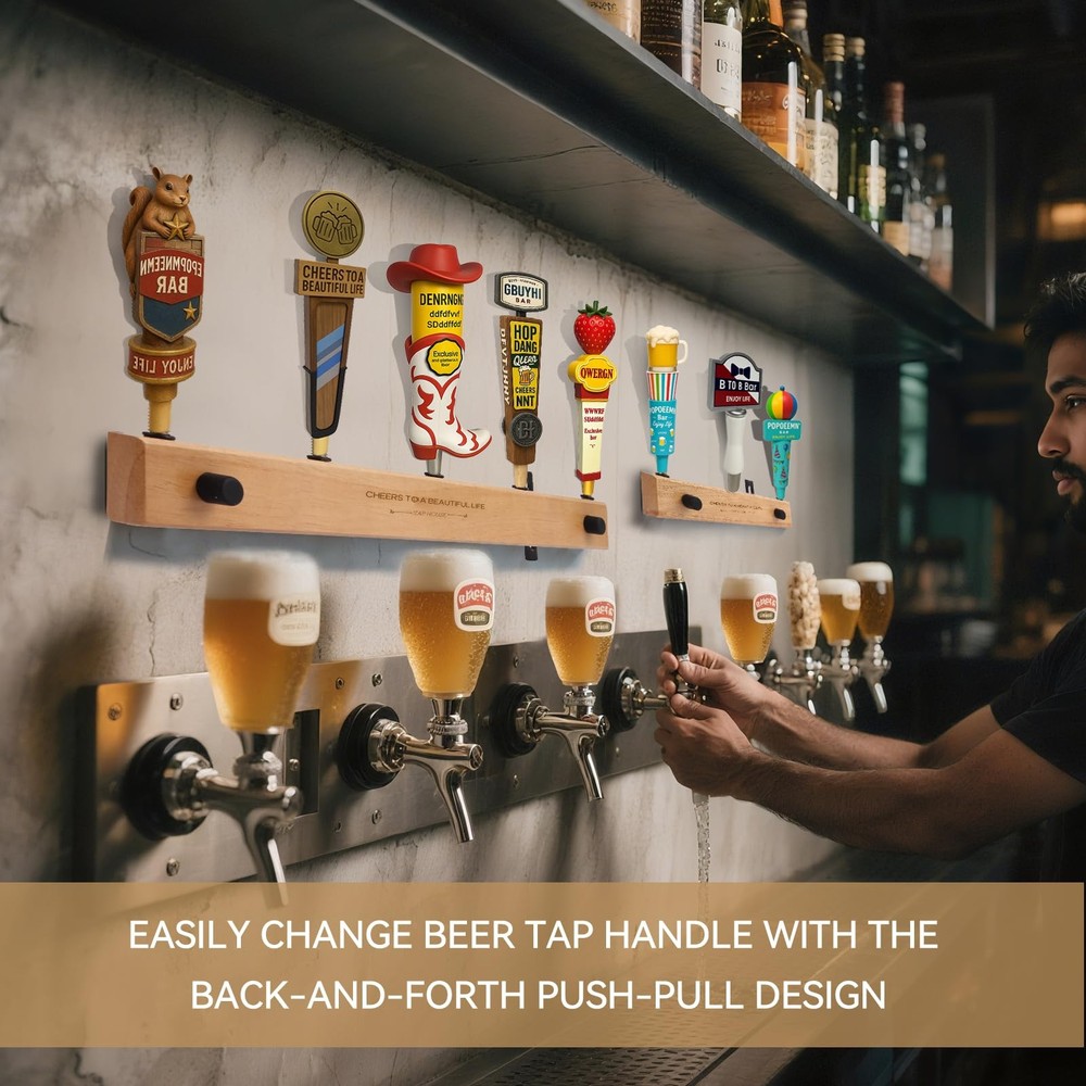 Wall-Mounted Beer Tap Handle Display Stand – Holds 3 to 8 Tap Handles – Premi...