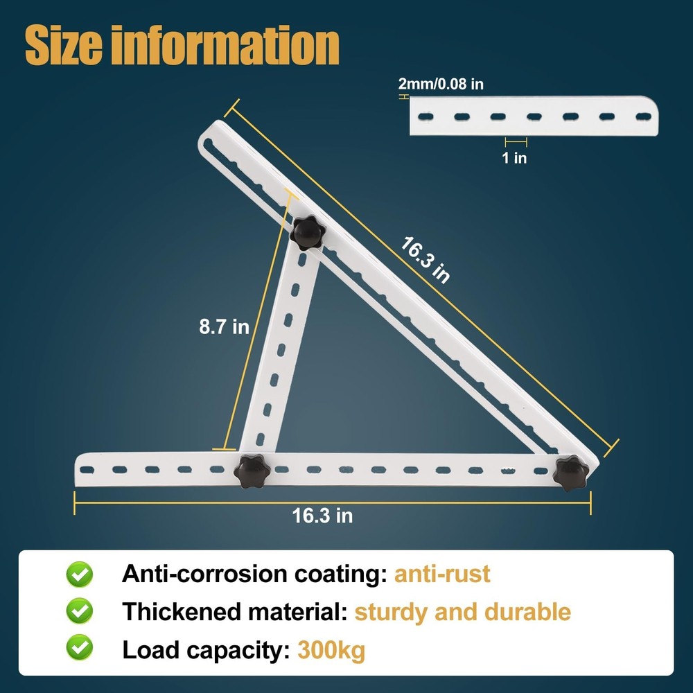 Solar Panel Mount, 16 in with Foldable Tilt Legs Adjustable Solar Panel Tilt ...